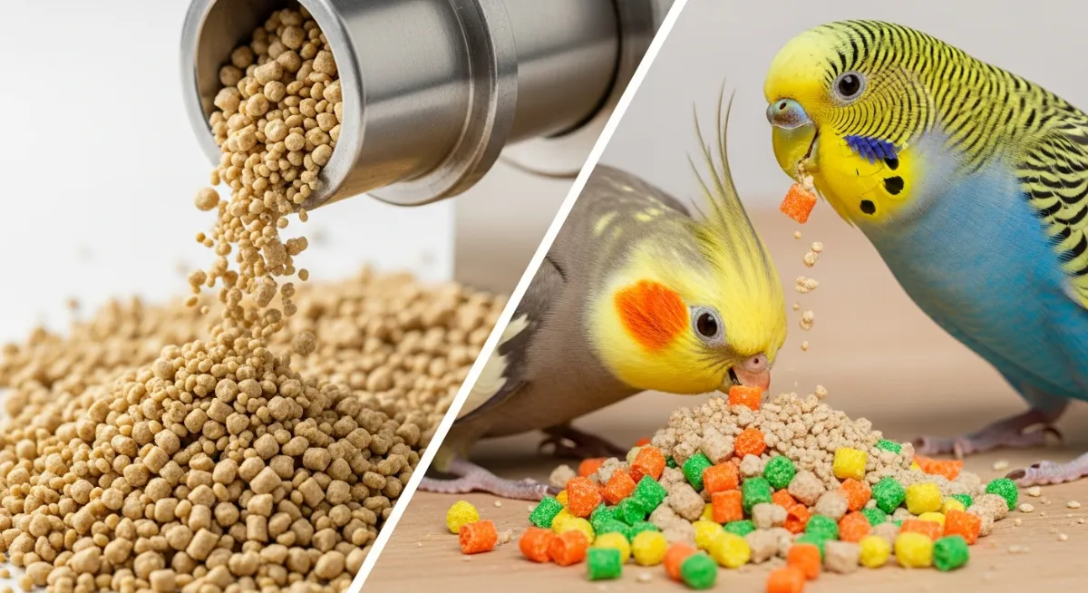 ズプリームペレットで愛鳥の健康を守る。製品選びとフードローテーションの重要性を示すイメージ