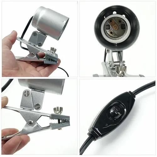 ビバリア太陽NEOのアーム部分のクローズアップ。多関節構造で自由に角度調整できる様子。