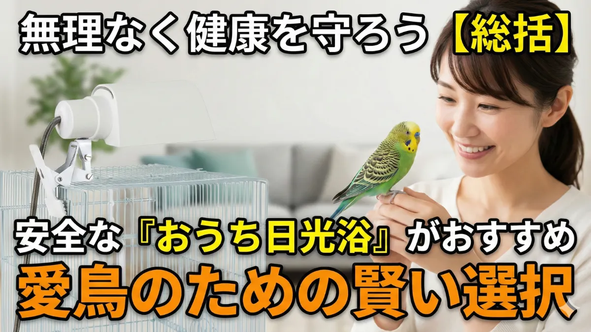 健康に過ごすセキセイインコ。適切な日光浴で骨を丈夫にし長生きできる環境を作ることが大切。