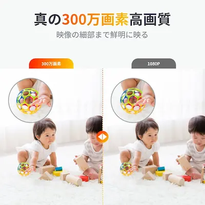 SwitchBot見守りカメラの外観画像。コンパクトで首振り機能があり暗視モード搭載のペット用室内カメラの製品写真