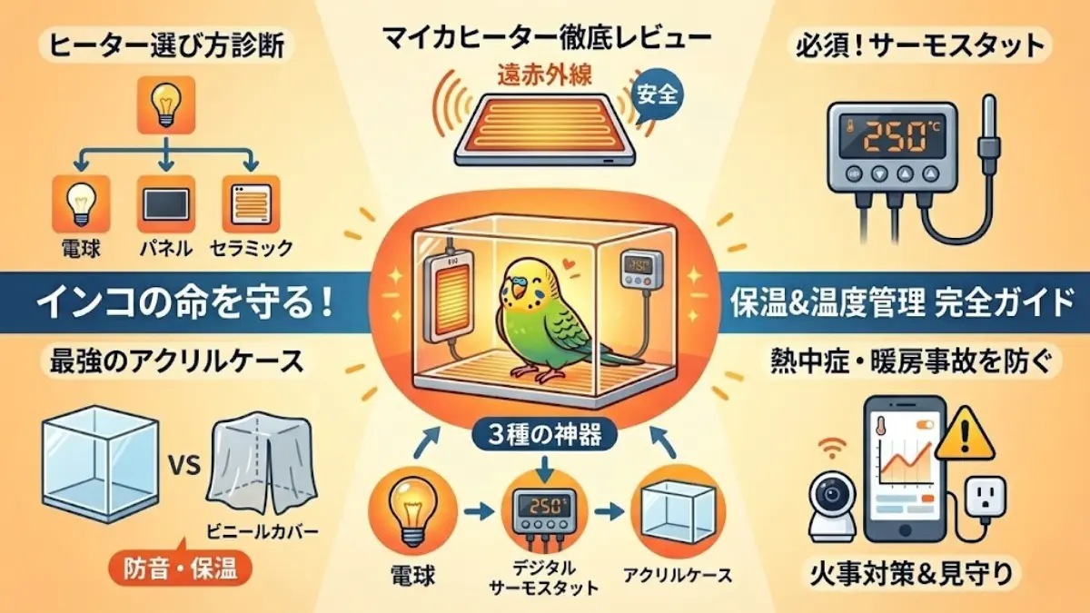  【決定版】インコの保温完全ガイド｜ヒーター・サーモ・ケースの選び方と温度管理