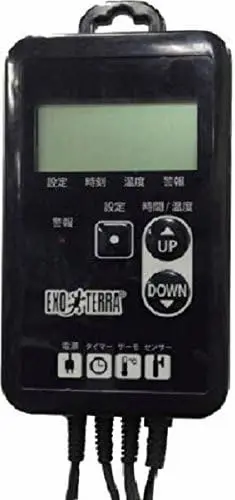 GEXタイマーサーモRTT-1の本体画像。デジタル画面とタイマー機能付きコンセント2口が特徴