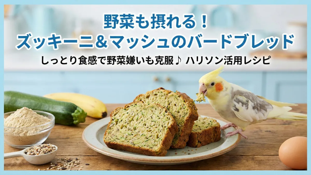 ズッキーニとハリソンマッシュを使ったアレンジバードブレッド。ズッキーニの千切りとシードミックスが混ざっている生地の画像