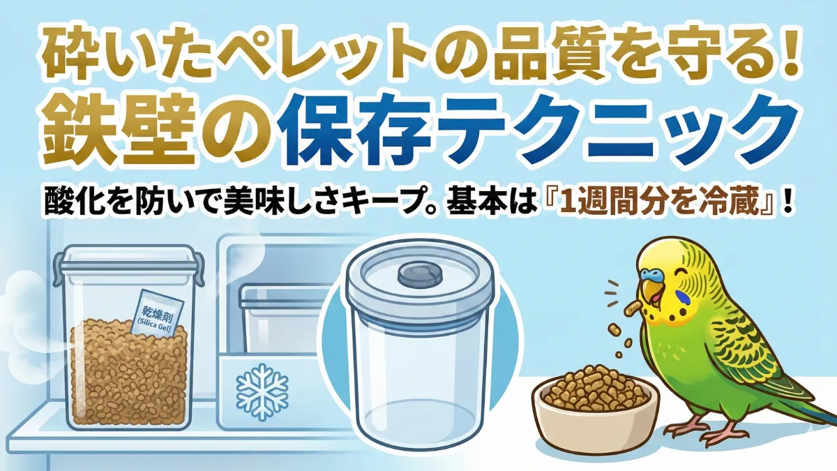 砕いたペレットの保存方法。真空容器・冷蔵庫・脱酸素剤を使った鮮度保持の画像