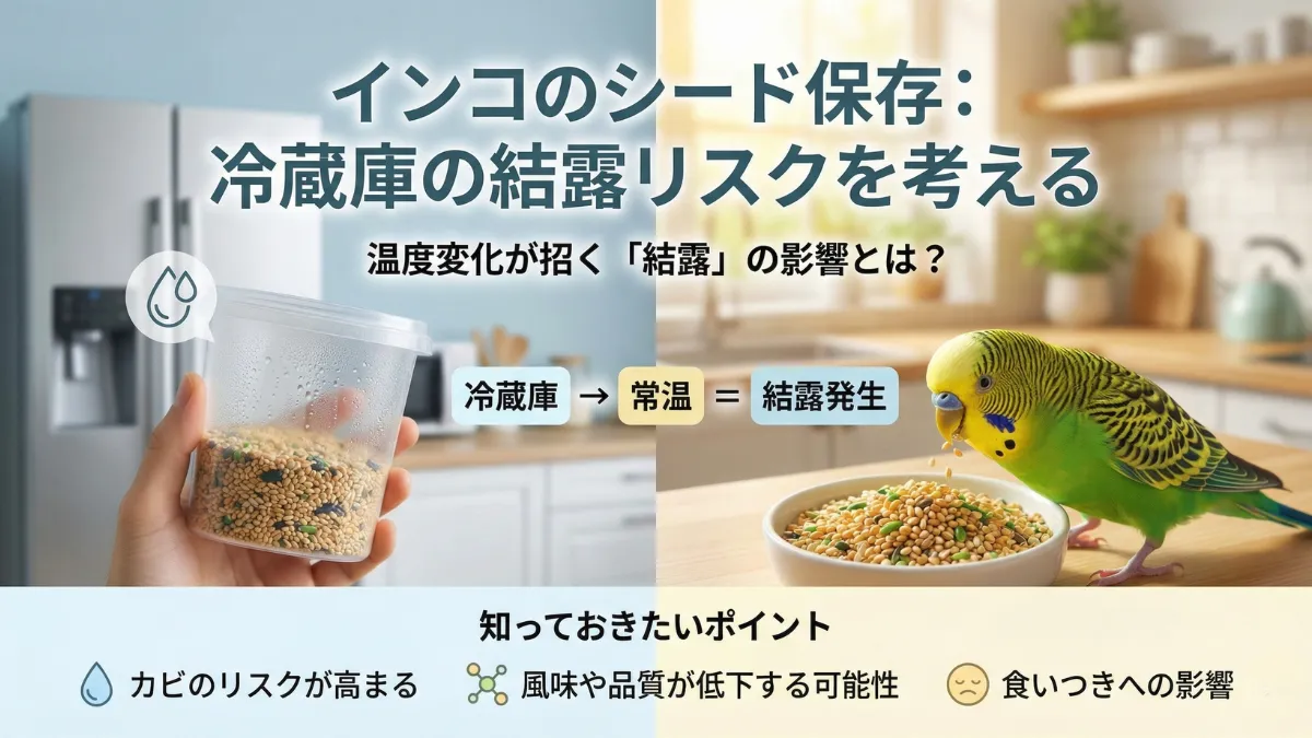 冷蔵庫から出したシード容器に結露が発生している様子。目に見えない水分がカビの原因に。