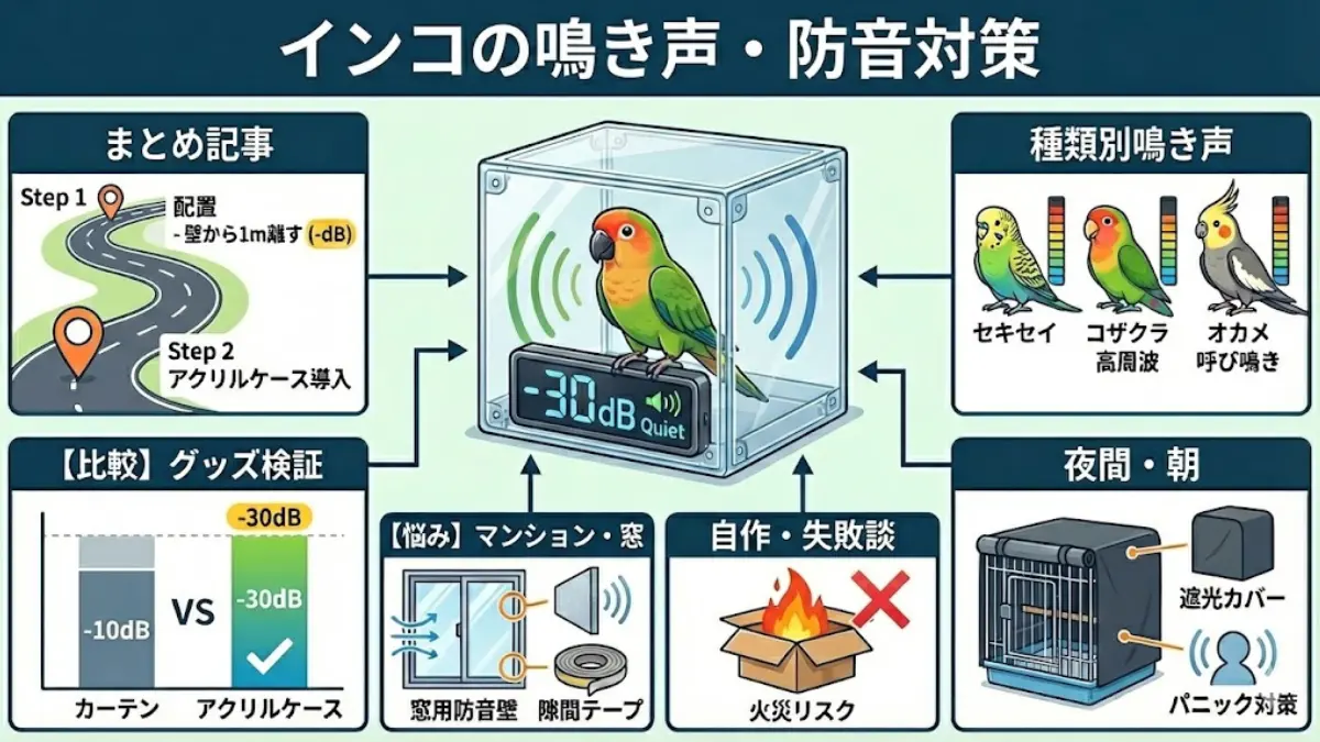 インコの鳴き声・防音対策｜近所迷惑を-30dBにする「静寂」ロードマップ