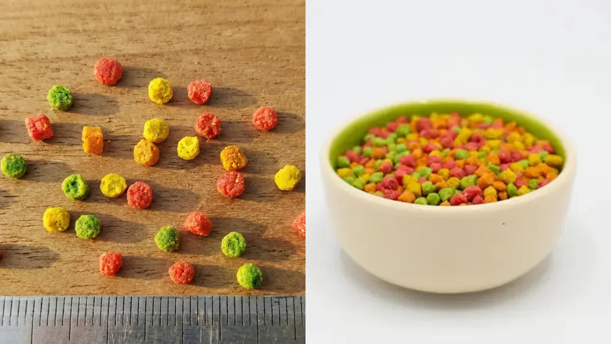 ズプリームフルーツブレンドのパッケージ。赤・黄・緑・紫のカラフルな粒が特徴の人気ペレット。