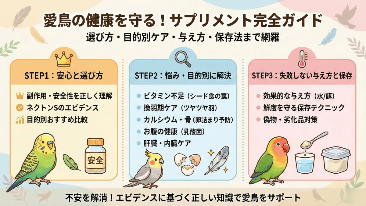 インコ用サプリメントの選び方・与え方ガイド｜ネクトンの副作用や保存法まで徹底解説